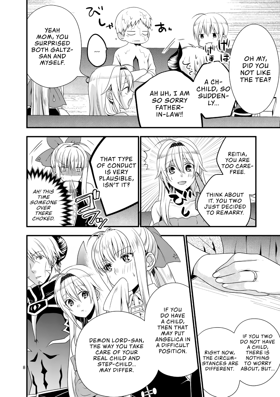 Maou Desu. Onna Yuusha no Hahaoya to Saikon Shita no de, Onna Yuusha ga Giri no Musume ni Narimashita. Chapter 8 8